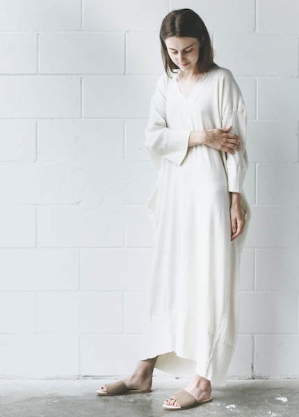 Black Crane - Kaftan Dress in Cream Black Crane - Kaftan Dress in Cream