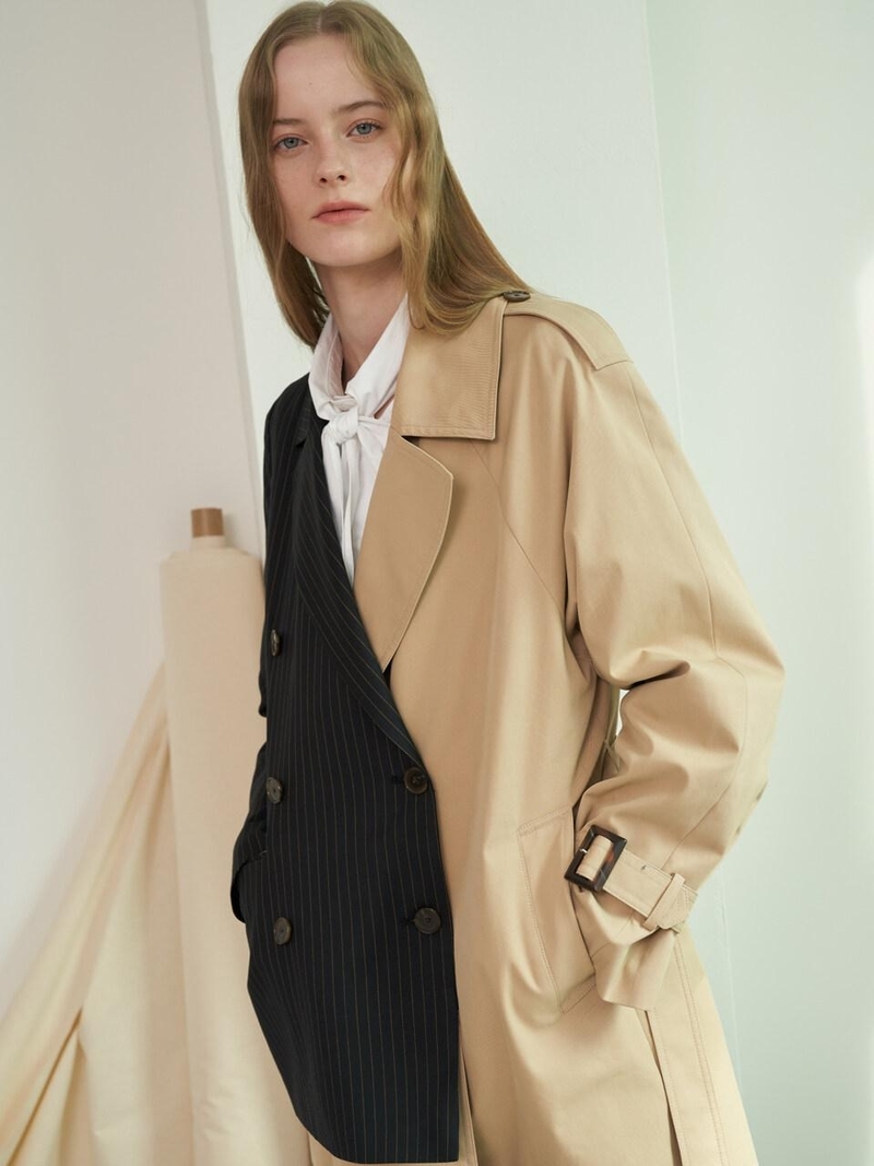 1159STUDIO Half Jacket Trench Coat - Beige | Garmentory