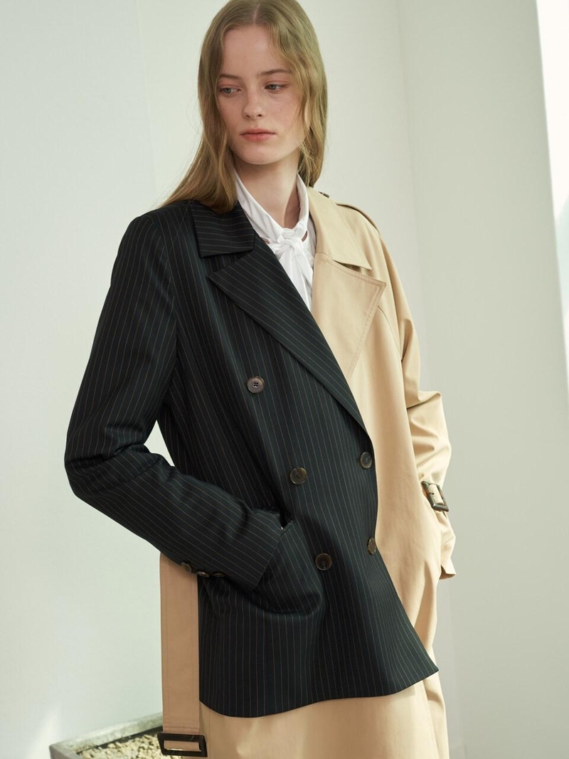 1159STUDIO Half Jacket Trench Coat - Beige | Garmentory