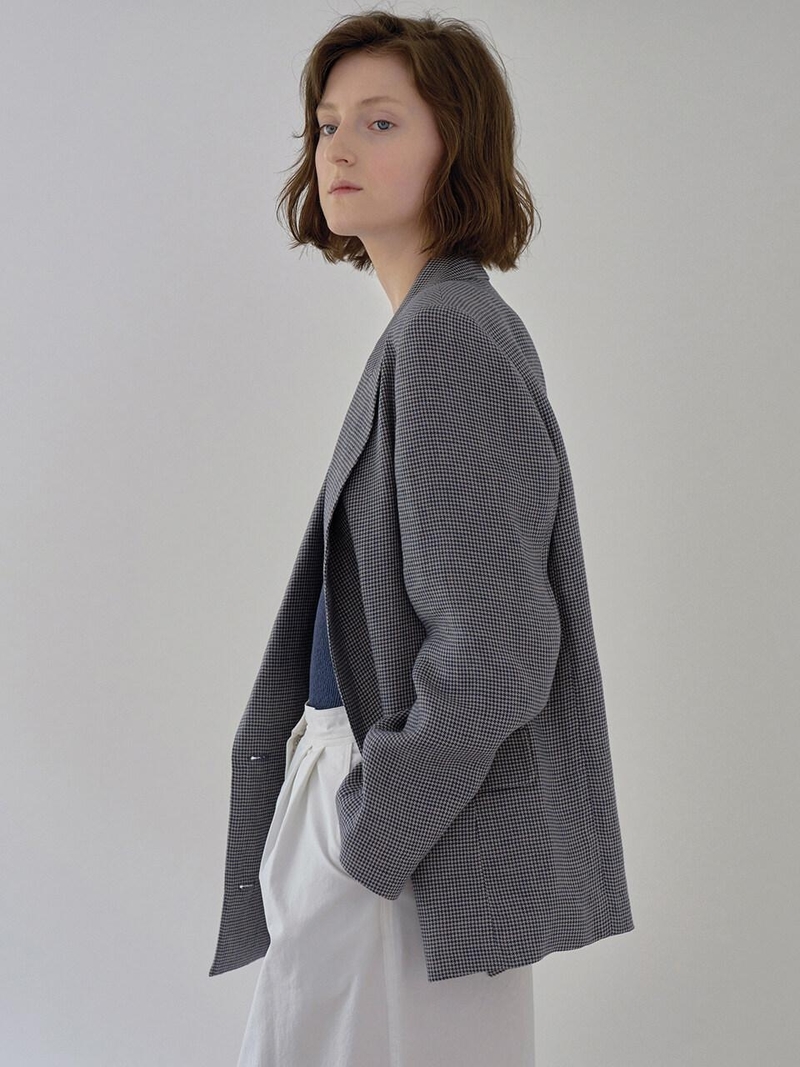 NOTHING WRITTEN Linen Jacket - Blue Check | Garmentory