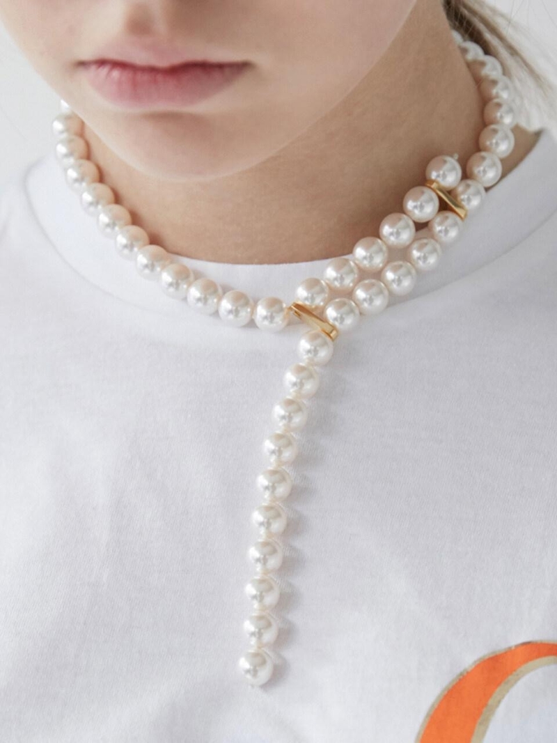 MONDAY EDITION Cross Ended Pearl Necklace | Garmentory