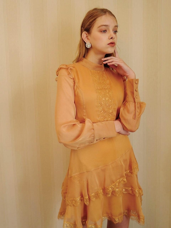 【Not Your Rose】24SS Lace frill mini dress 23th Reorder][Kazuha, ASA wears]Lace frill mini dress (Black