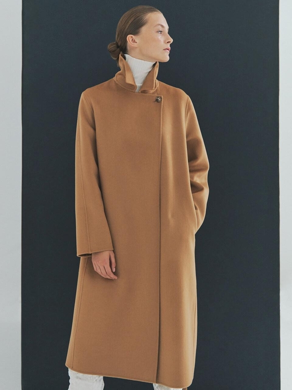OUNCE　オンス　cashmere half handmade coat　韓国 facade pattern] Oversized Cashmere Half Coat_melange brown – ETA SEOUL