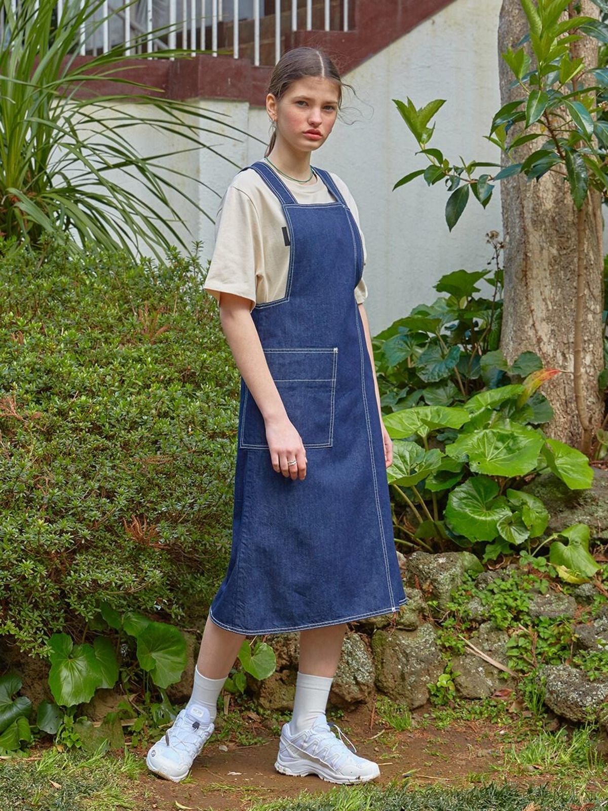 white christmas dresses CROSS BACK DENIM DRESS