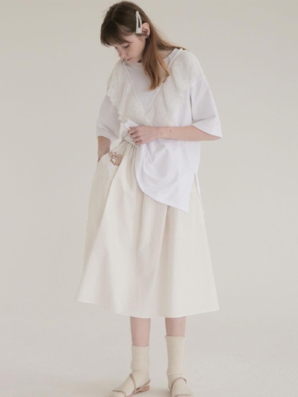Soonsu Shine Flower Skirt - White Soonsu Shine Flower Skirt - White