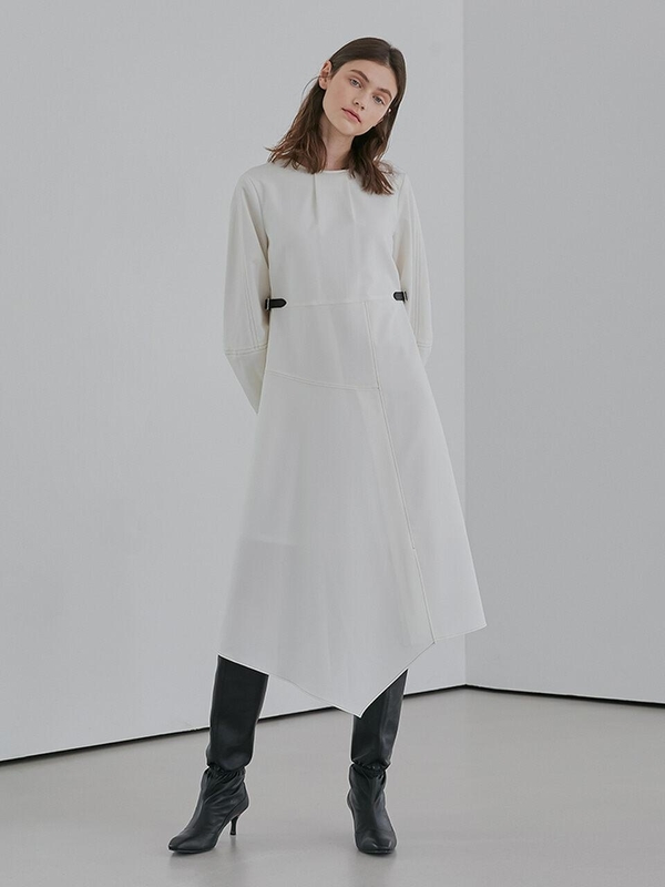 Olive Contrast Stitch Dress