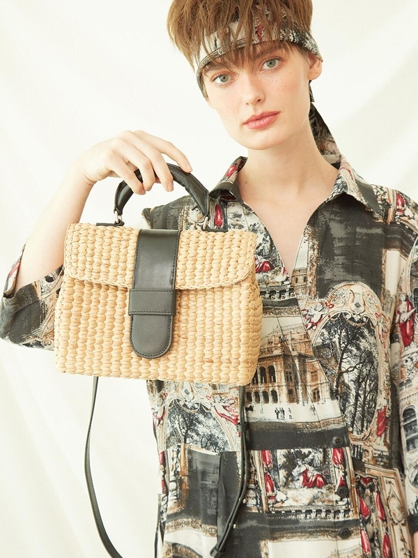 JENLEE STUDIO Bon Voyage Straw Bag - Black | Garmentory