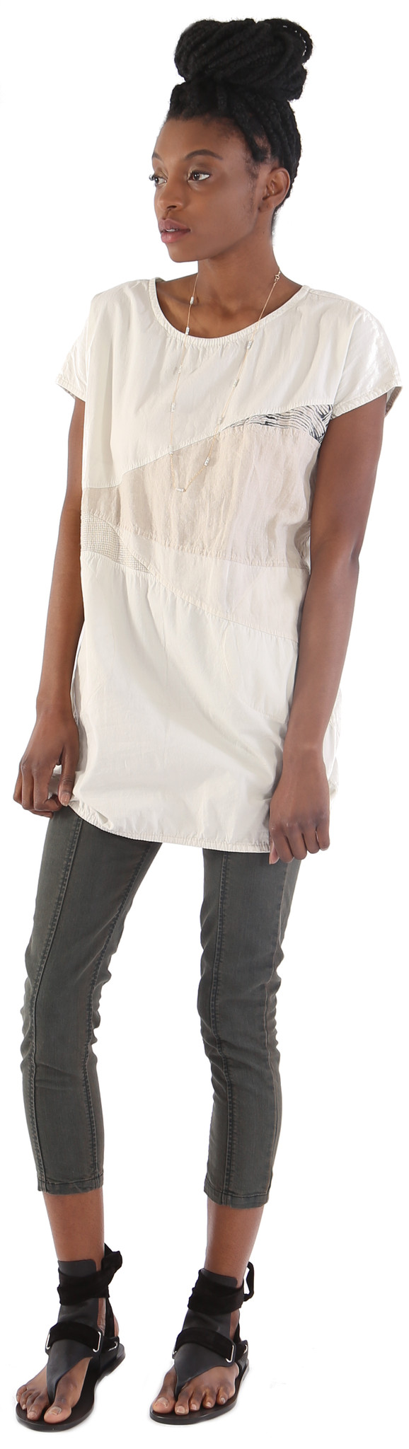 Prairie Underground Mix Media Top in Oyster Prairie Underground Mix Media Top in Oyster