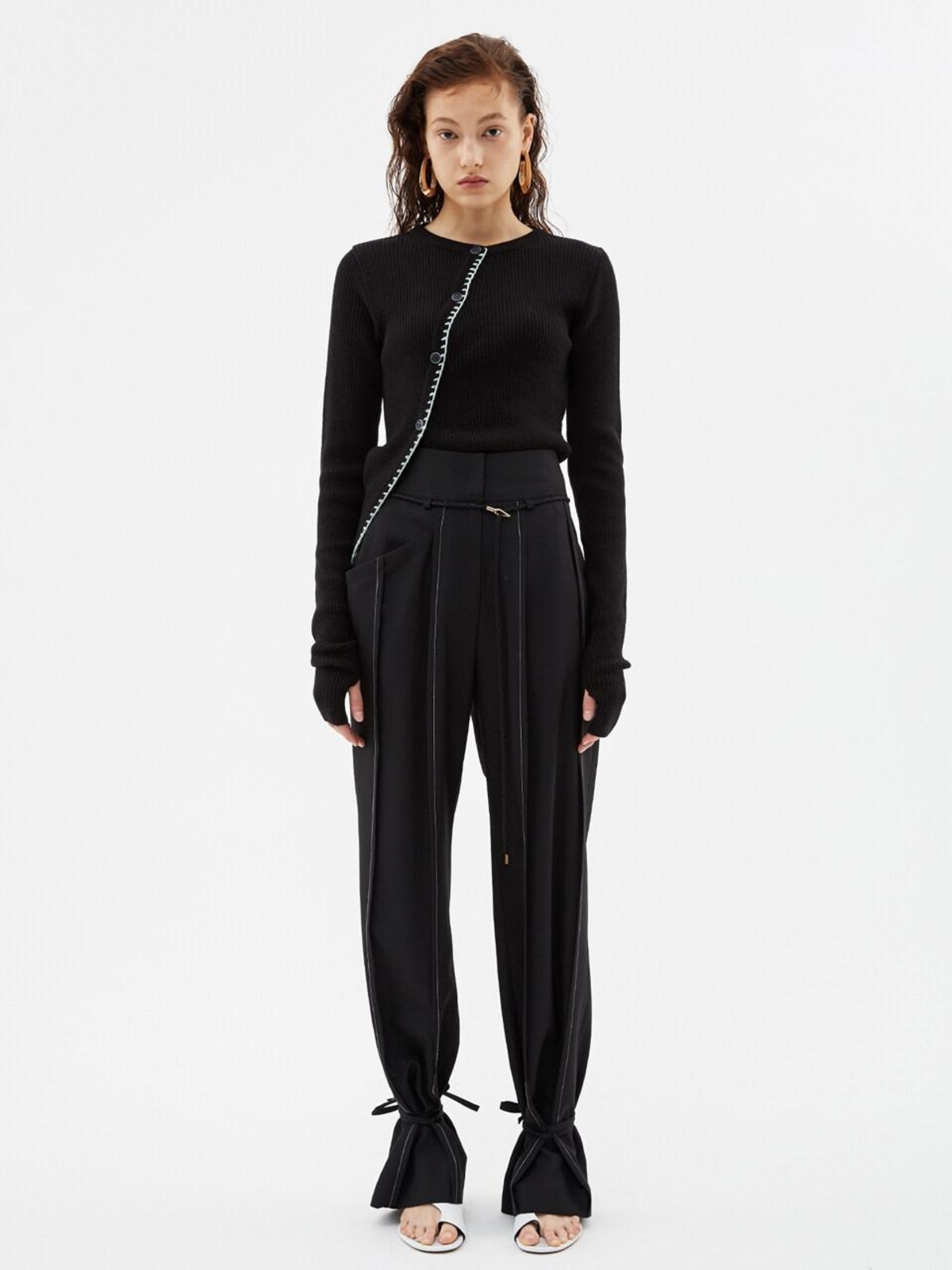ANDERSSON BELL Katina Wide Ankle-String Wool Pants - Black