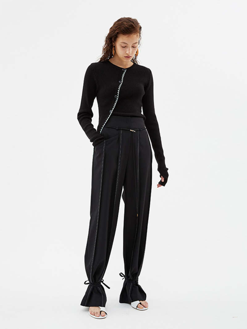 ANDERSSON BELL Katina Wide Ankle-String Wool Pants - Black