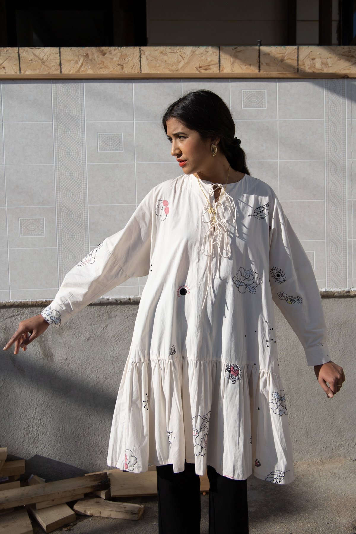 Mr. Larkin Short Nadine Tie Dress Embroidery - Image 3 of 6