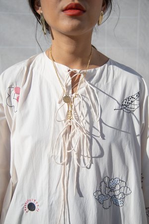 Mr. Larkin Short Nadine Tie Dress Embroidery Mr. Larkin Short Nadine Tie Dress Embroidery