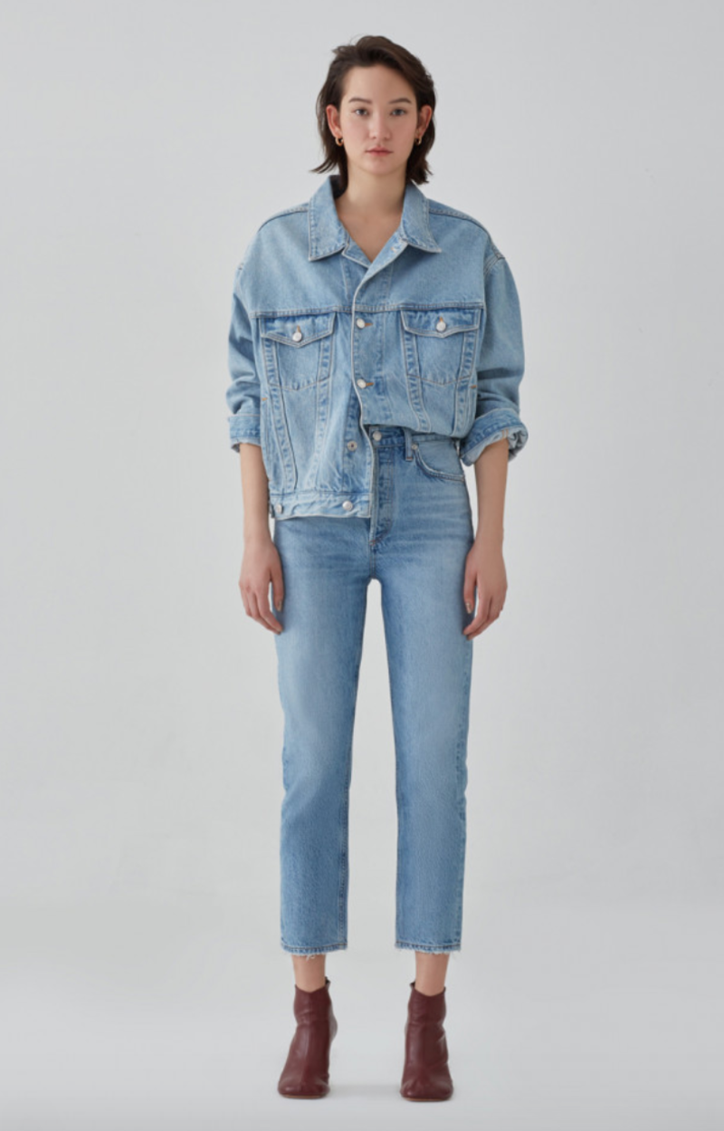 Agolde Riley Hi-Rise Straight Crop Jean Blur