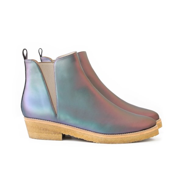 Sydney Brown Crepe Ankle Boot - Matte Iridescent