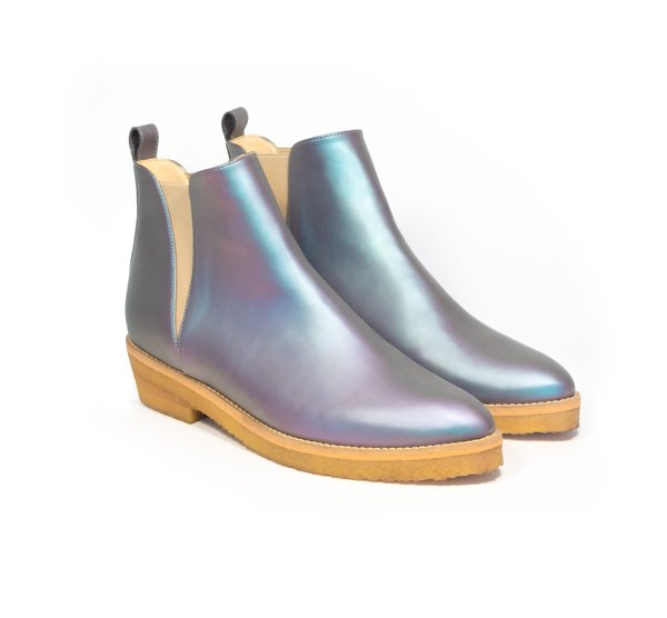 Sydney Brown Crepe Ankle Boot - Matte Iridescent