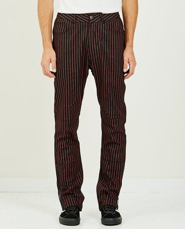 red pinstripe pants