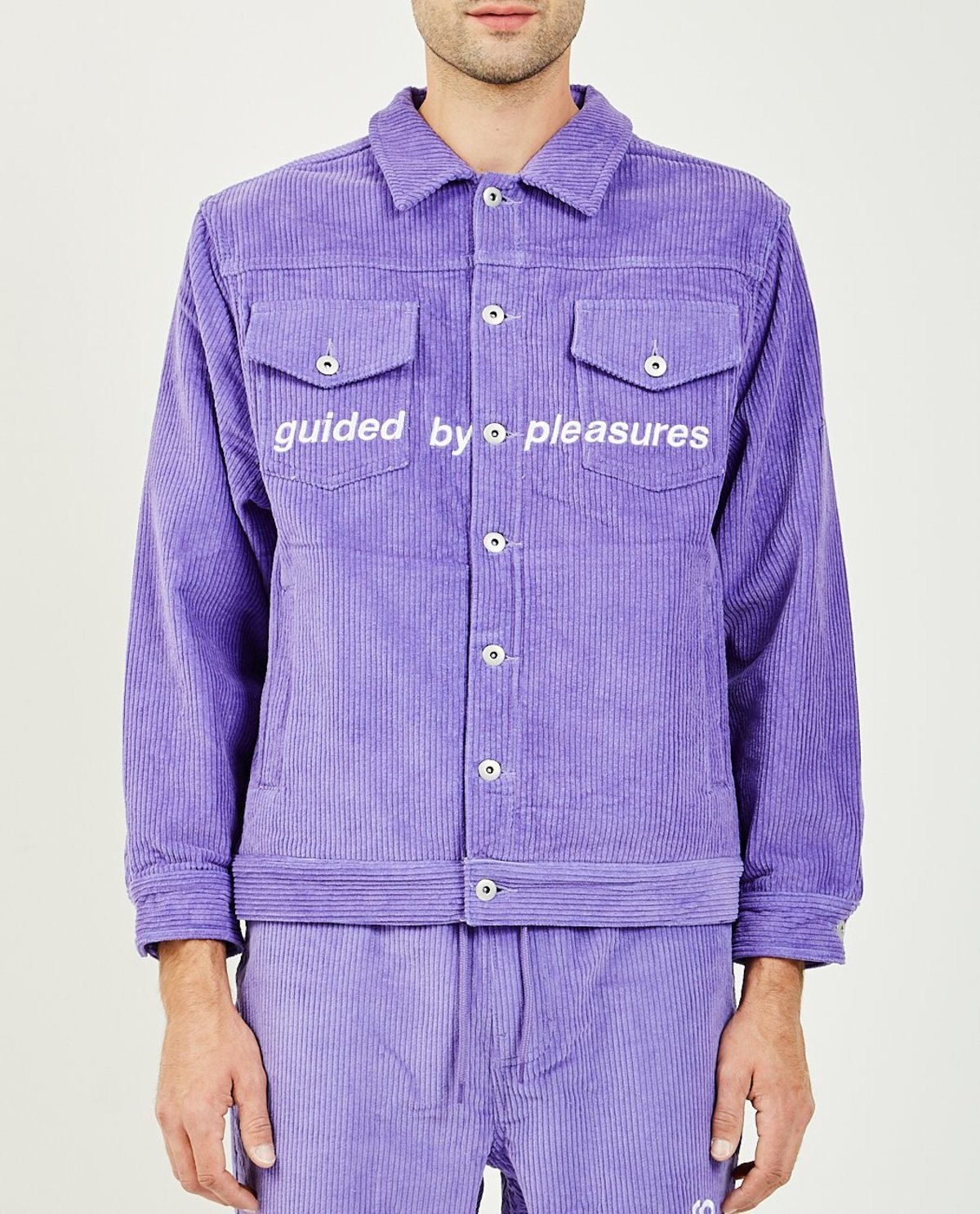 GUIDED BY PLEASURES CORDUROY TRUCKER JACKET - PURPLE | Garmentory