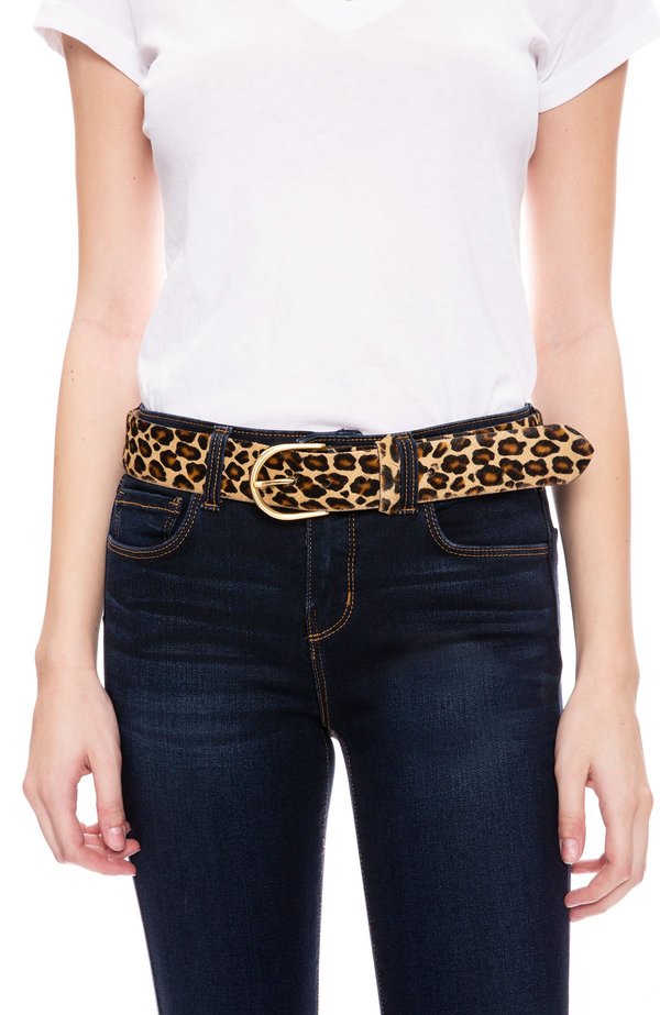 W. KLEINBERG Calf Hair Belt with Gold Buckle - Leopard  display picture 1