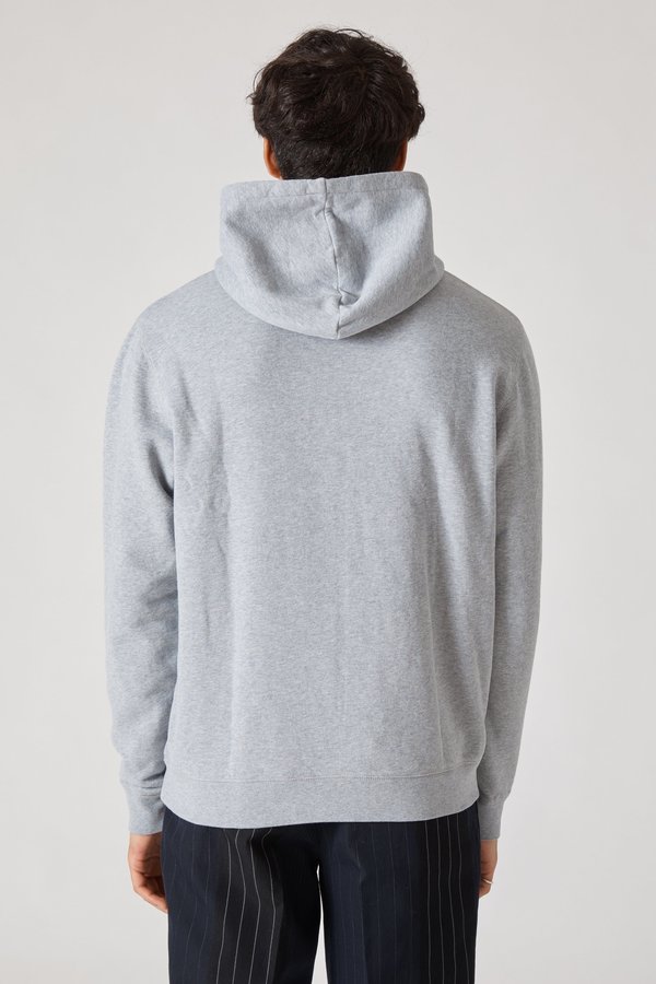 Sunspel Pullover Fleece Hoody - Grey Melange Sunspel Pullover Fleece Hoody - Grey Melange