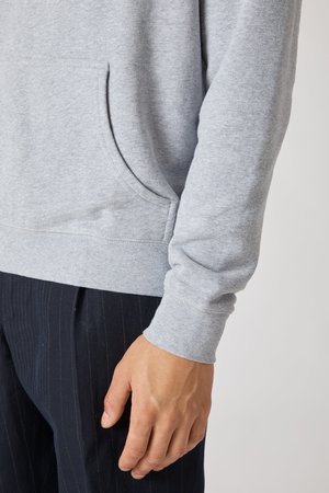 Sunspel Pullover Fleece Hoody - Grey Melange Sunspel Pullover Fleece Hoody - Grey Melange