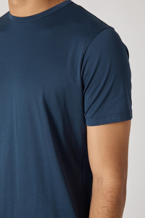 Sunspel Short Sleeve Crew Neck T-Shirt - Navy Sunspel Short Sleeve Crew Neck T-Shirt - Navy