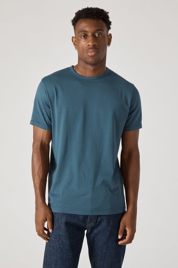 Sunspel Short Sleeve Crew Neck T-Shirt - Petrol Sunspel Short Sleeve Crew Neck T-Shirt - Petrol