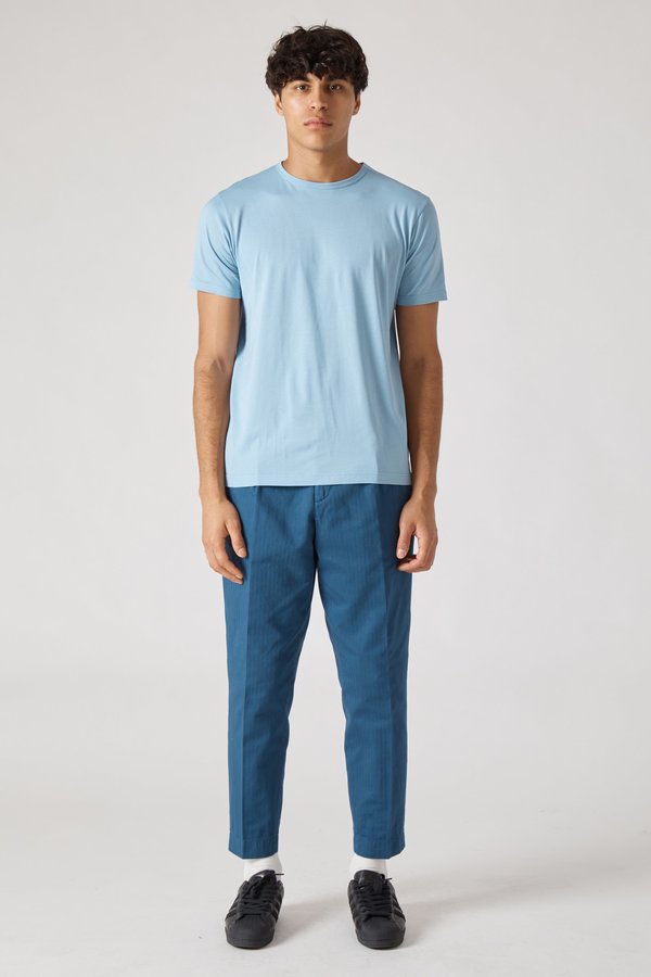 Sunspel Short Sleeve Crew Neck T-Shirt - Sky Blue Sunspel Short Sleeve Crew Neck T-Shirt - Sky Blue