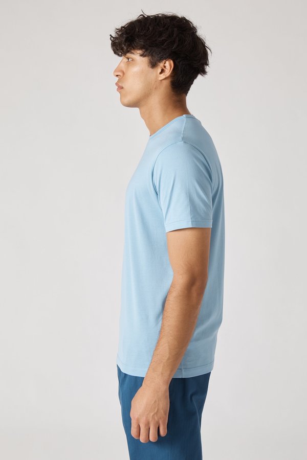 Sunspel Short Sleeve Crew Neck T-Shirt - Sky Blue Sunspel Short Sleeve Crew Neck T-Shirt - Sky Blue