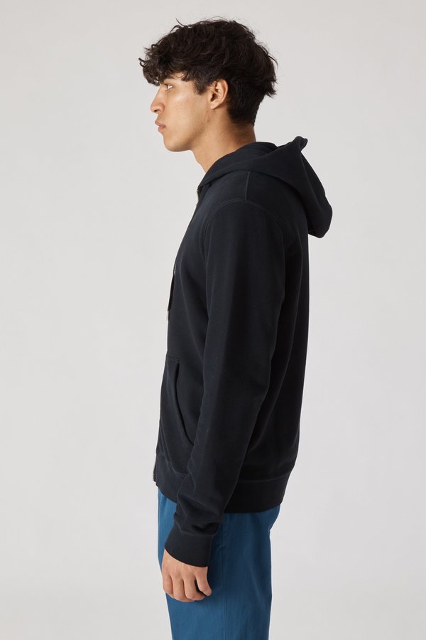 Sunspel Zip Fleece Hoody - Black Sunspel Zip Fleece Hoody - Black
