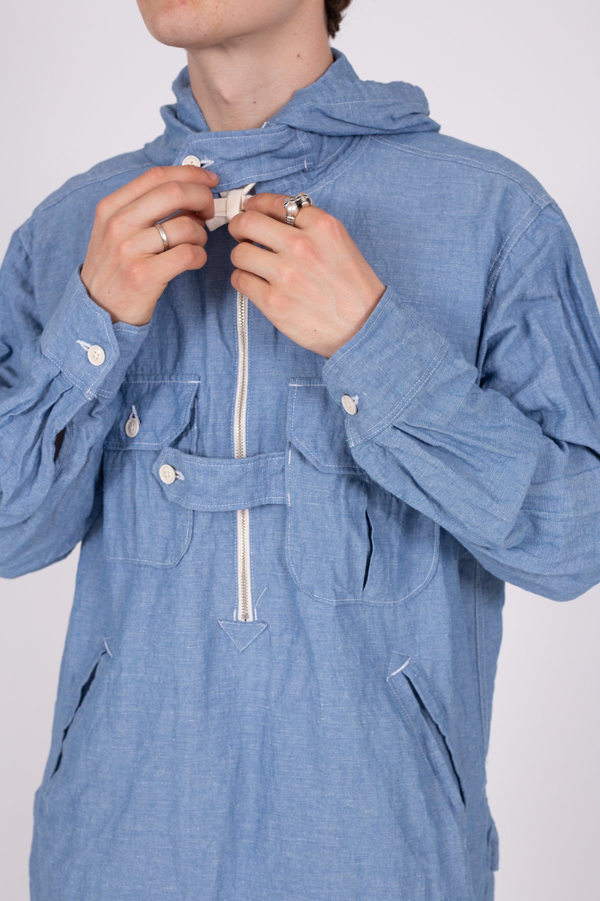 トップス Engineered Garments S/S BUSH shirt M Engineered Garments Bush Shirt - Light Blue Chambray | Garmentory