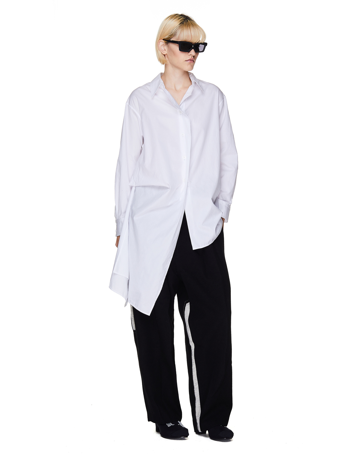 トップス yohji groundy BIG ASYMMETRIC SHIRT Ground Y - Yohji Yamamoto Zip Asymmetric Oversized Shirt