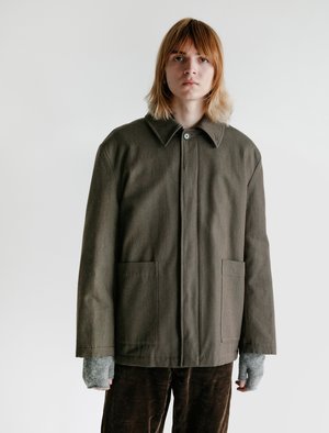 Margaret Howell Cotton Wool Drill Padded Jacket - Khaki | Garmentory