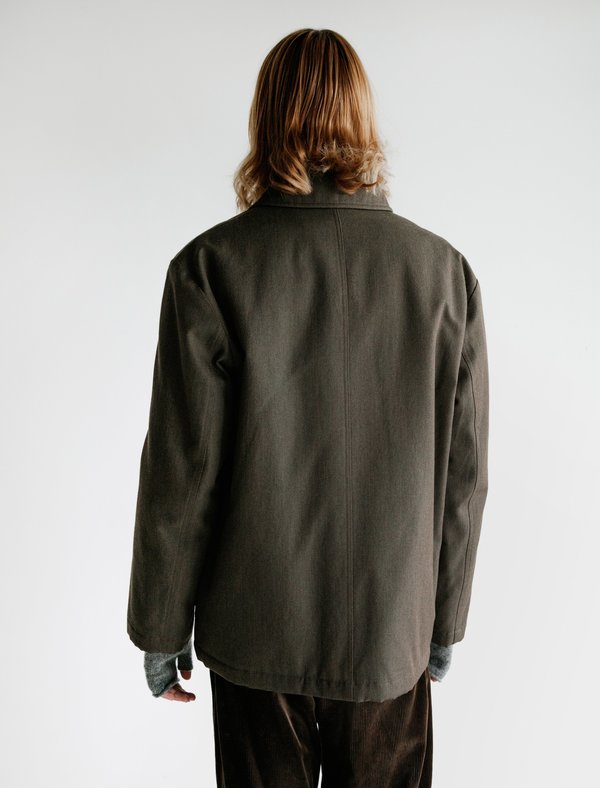 Margaret Howell Cotton Wool Drill Padded Jacket - Khaki | Garmentory