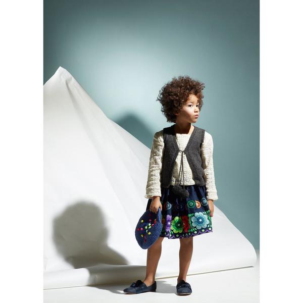 KIDS cabbages & kings alpaca pom pom vest - teal KIDS cabbages & kings alpaca pom pom vest - teal