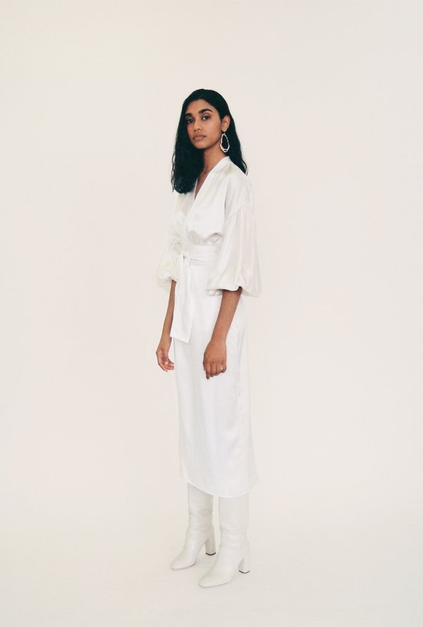 BEFORE MARCH Isabel Wrap Dress - Ivory Washed Silk BEFORE MARCH Isabel Wrap Dress - Ivory Washed Silk