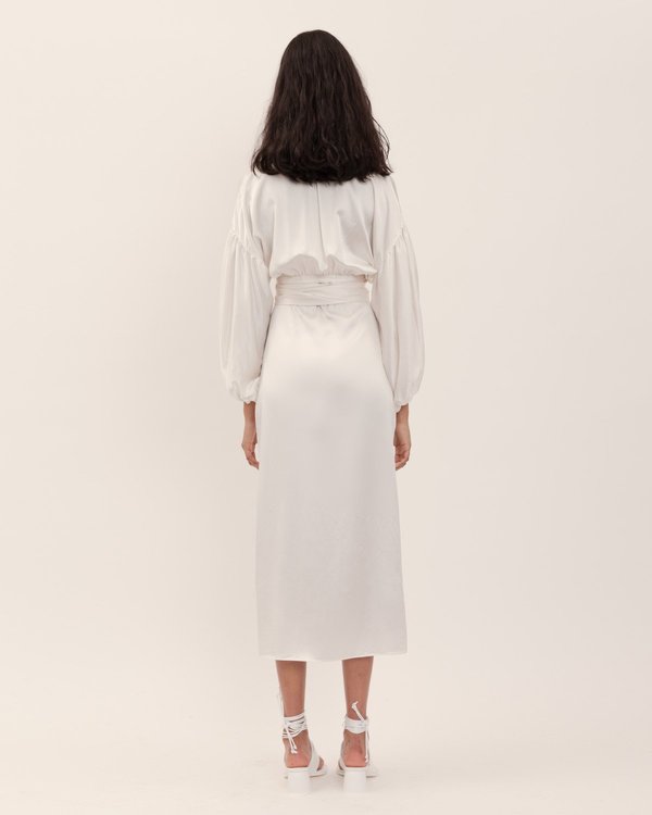 BEFORE MARCH Isabel Wrap Dress - Ivory Washed Silk BEFORE MARCH Isabel Wrap Dress - Ivory Washed Silk