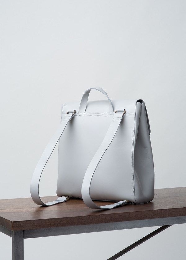 VereVerto Grey Leather Convertible Backpack-Handbag Vereverto + Mini Macta main image 4