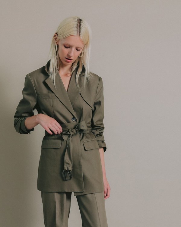 More than Yesterday Belted Blazer - Olive More than Yesterday Belted Blazer - Olive