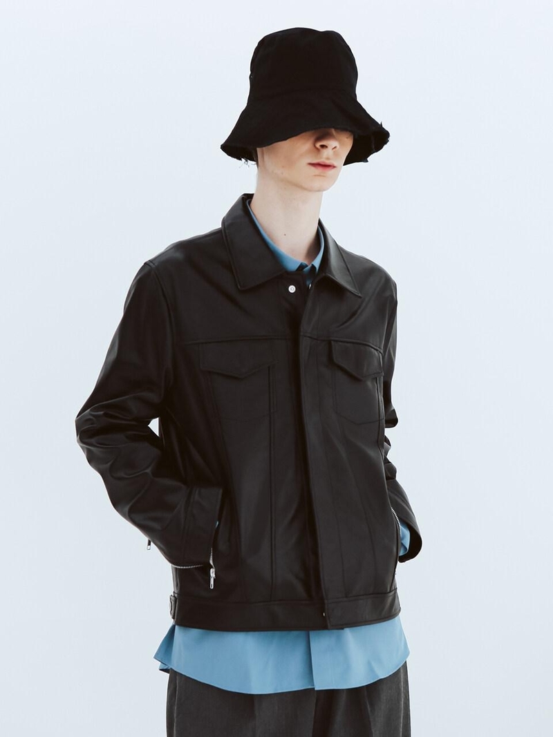 【SPERONE】Lambskin Trucker Jacket SPERONE Lamb Skin Pocket Trucker Jacket - Black | Garmentory