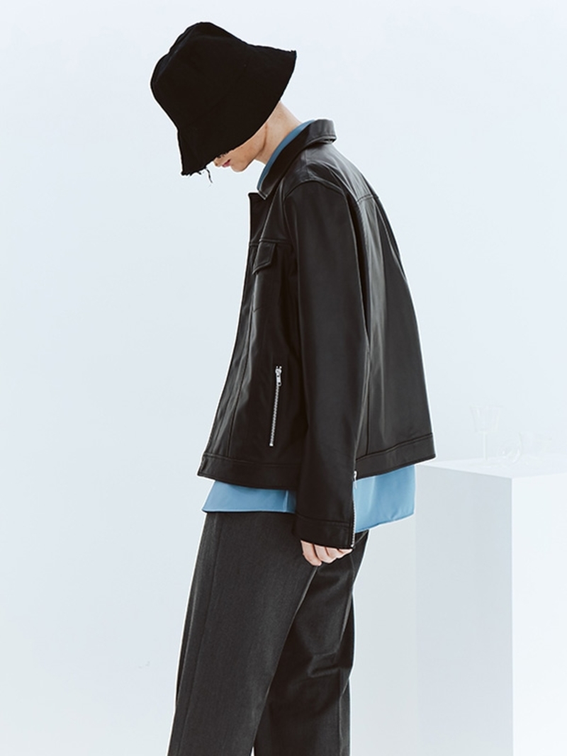 【SPERONE】Lambskin Trucker Jacket SPERONE Lamb Skin Trucker Jacket - Black | Garmentory