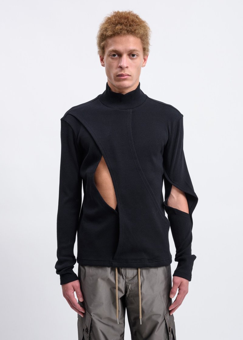 Feng Chen Wang Layered Turtleneck Sweater Black Garmentory