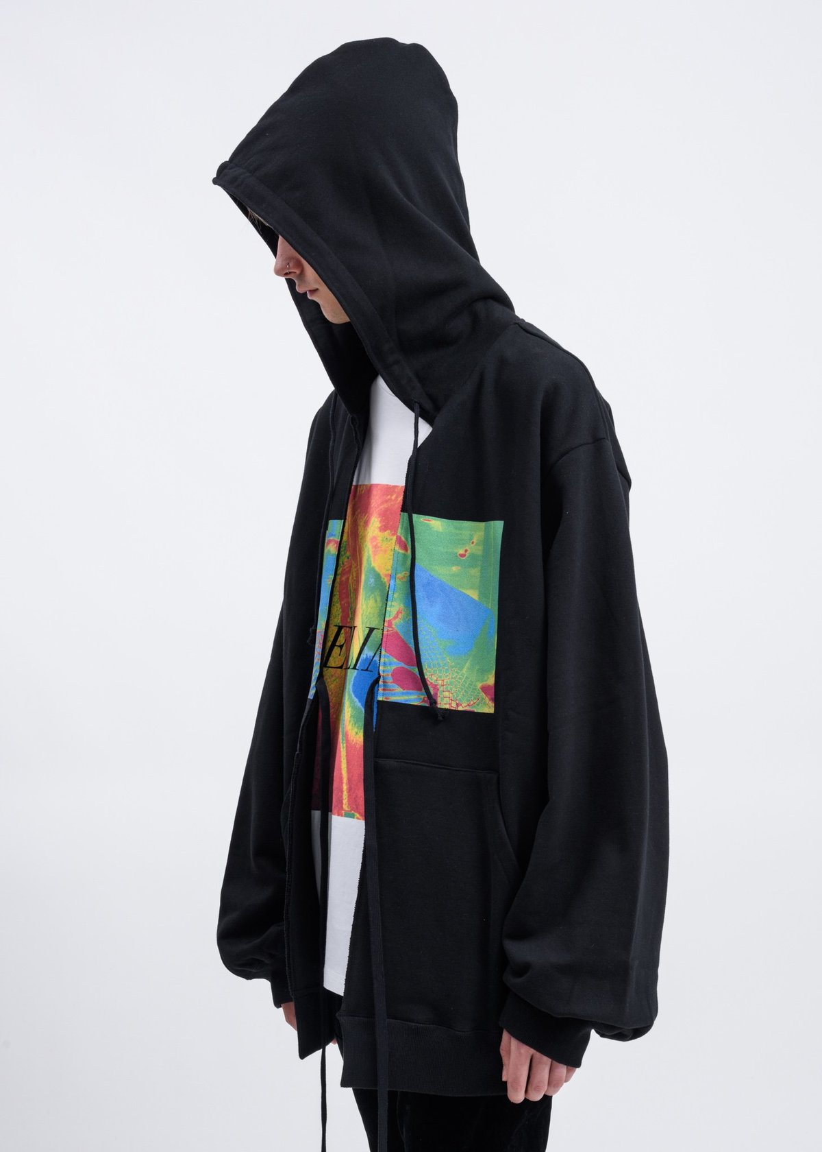 Christian Dada Graphic Print Oversized Hoodie - Black | Garmentory