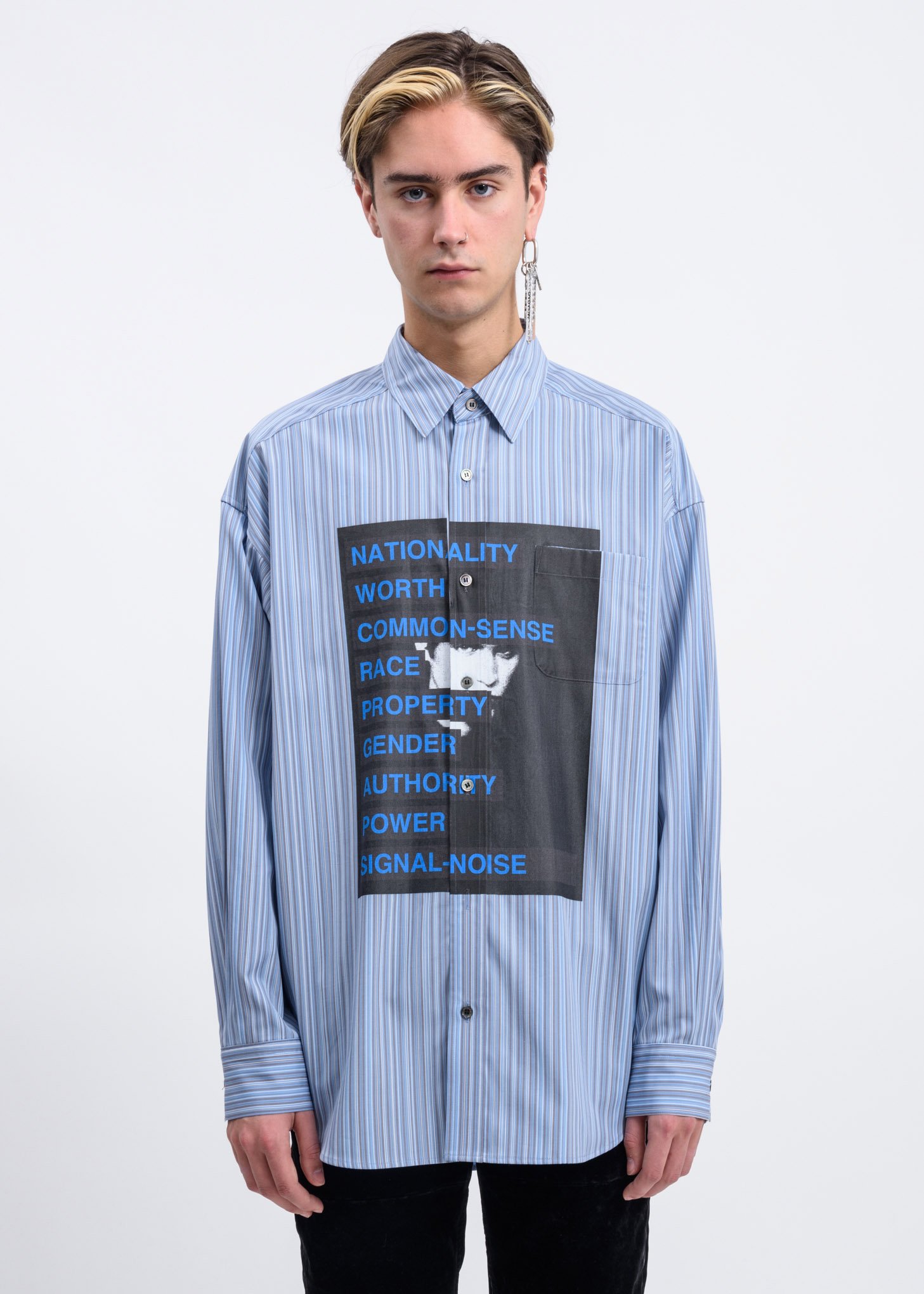 Christian Dada Graphic Print Shirt - Blue Stripe | Garmentory
