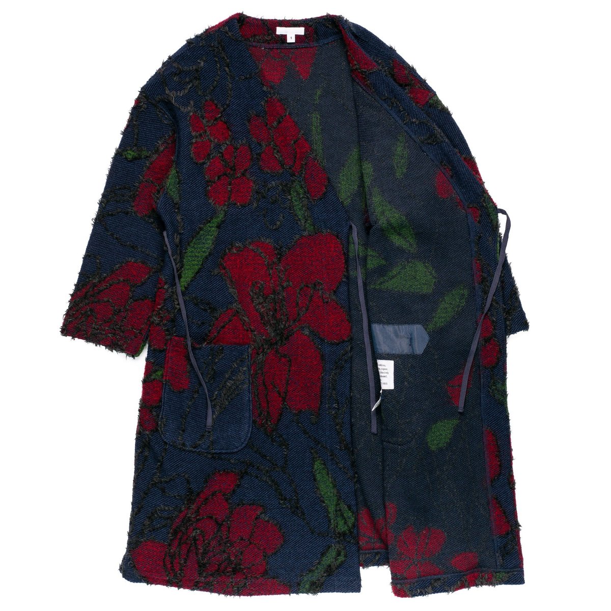 Engineered Garments Cache Coeur Acrylic Wool Floral Knit Jacquard Knit Dress  - Navy/Red