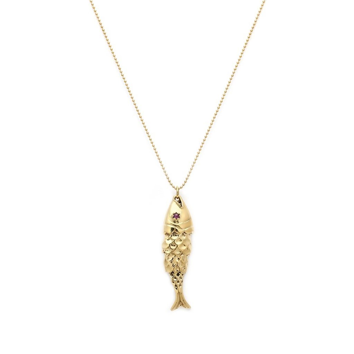 LEAH ALEXANDRA LUCKY FISH NECKLACE SAPPHIRE - Gold Plated