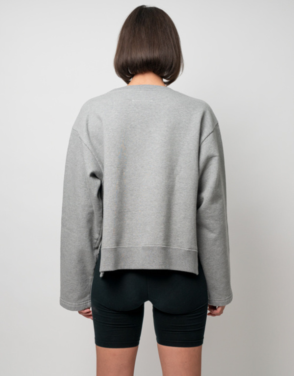 MM6 Maison Margiela Backward Logo Crop Sweatshirt - Heather Grey MM6 Maison Margiela Backward Logo Crop Sweatshirt - Heather Grey