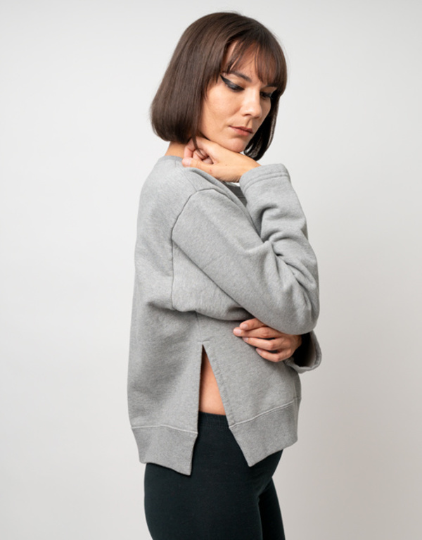 MM6 Maison Margiela Backward Logo Crop Sweatshirt - Heather Grey MM6 Maison Margiela Backward Logo Crop Sweatshirt - Heather Grey