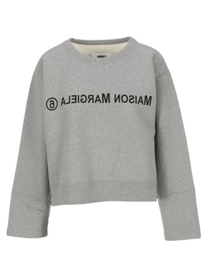 MM6 Maison Margiela Backward Logo Crop Sweatshirt - Heather Grey MM6 Maison Margiela Backward Logo Crop Sweatshirt - Heather Grey