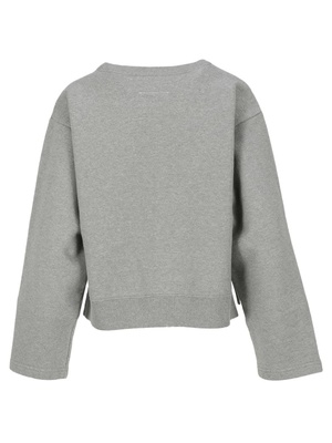 MM6 Maison Margiela Backward Logo Crop Sweatshirt - Heather Grey MM6 Maison Margiela Backward Logo Crop Sweatshirt - Heather Grey