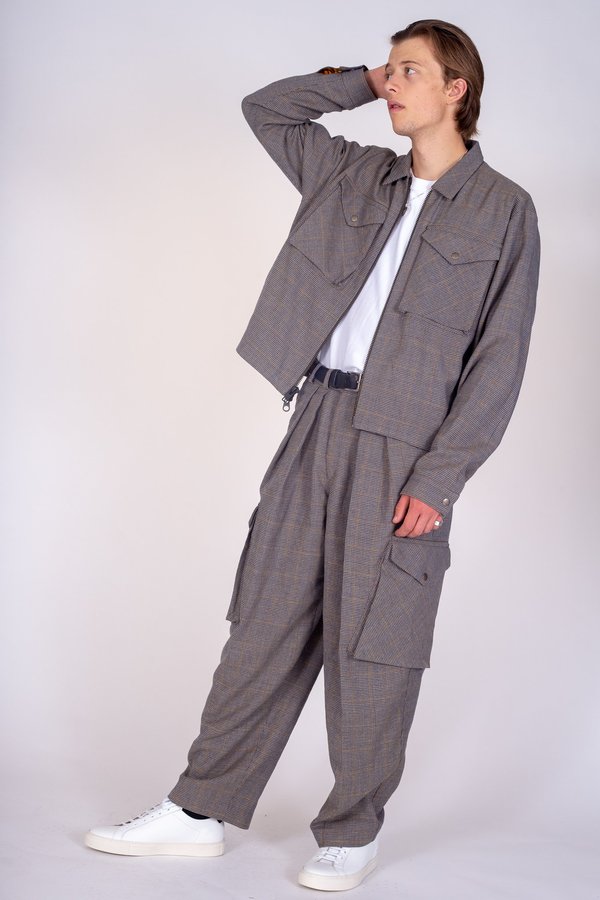 FOUR HORSEMEN Plaid Wool Suit Pant - Brown